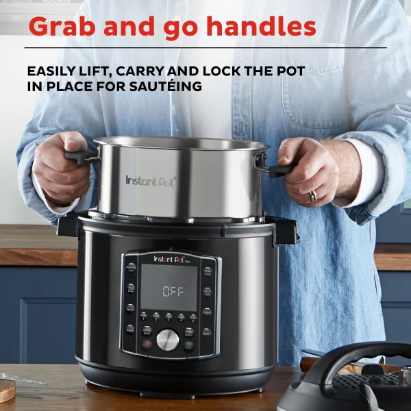 Instant Pot Pro 6-Quart Electric Pressure Cooker, 10-in-1 Slow Cooker, Rice/Grain Cooker, Steamer, Sauté, Sous Vide, Yogurt Maker, Sterilizer and Warmer