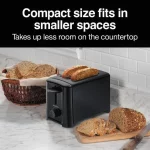 Proctor Silex 2 Slice Toaster, Auto Shut Off, Compact, Black, 22624