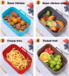 MMH 2Pcs Air Fryer Silicone Liners- Air Fryer Silicone Pot, Reusable Silicone Airfryer Liner Replacement Baking Tray Basket Insert, Non-stick, Easy Cleaning, Food Safe, Black