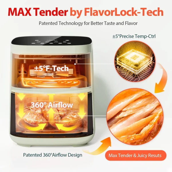 Air Fryer, Beelicious® 8-in-1 Smart Compact 4QT Air Fryers with Shake Reminder, 450°F Digital Airfryer with Flavor-Lock Tech, Tempered Glass Disaplay, Dishwahser-Safe&Nonstick,Fit for 2-4 People,Green