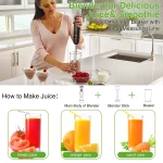 VAVSEA Immersion Hand Blender, 12-Speed Multi-Function Handheld Stick Blender with Stainless Steel Blades, Chopper, Beaker, 600ml, Whisk and Milk Frother for Baby Food/Smoothies/Puree, BPA Free