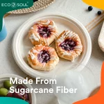 ECO SOUL 100% Compostable 9 inch Bagasse Paper Plates, 125 Counts | Heavy-Duty Disposable Plates | Eco-Friendly Made of Sugarcane Fibers-Natural Unbleached Biodegradable Plates