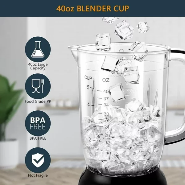 Bear 700W Professional Countertop Blender for Shakes and Smoothies with 40oz Blender Cup