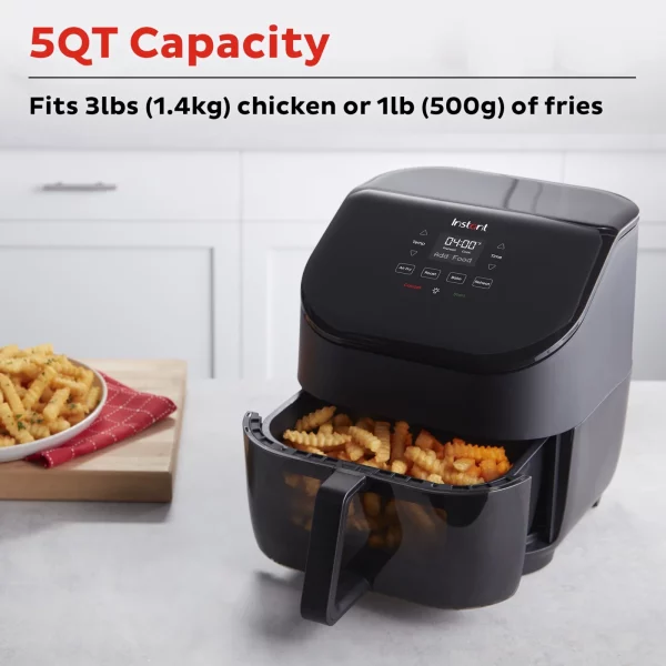 Instant Pot Vortex 5 Quart Single Basket 4-in-1 Air Fryer Oven with Clear Cook Window