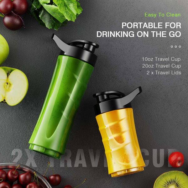 HadinEEon 300-Watt Electric Blender, 3-Speed Portable Blender for Shakes and Smoothies, with 20oz & 10oz Cups