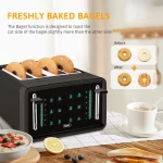 Gevi Black 4 Slice Toaster LED Display Touchscreen Toaster with Dual Control Panels/Reheat/Defrost