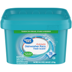 Great Value Pacs Dishwasher Detergent Pods, Clean and Fresh Scent, 45.5 Ounce, 96 Count