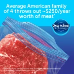 Ziploc Freezer Pint Bag, Grip 'n Seal Technology, Reusable, 20 Count
