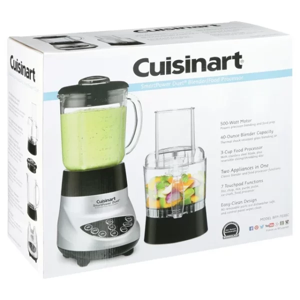 Cuisinart Smartpower Duet /Food Processor 7 Speed Blender Brushed Chrome (BFP-703BC)