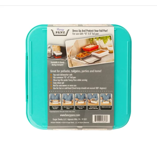 Fancy Panz Plastic 8" x 8" Aqua Foil Pan Carrier 1pk
