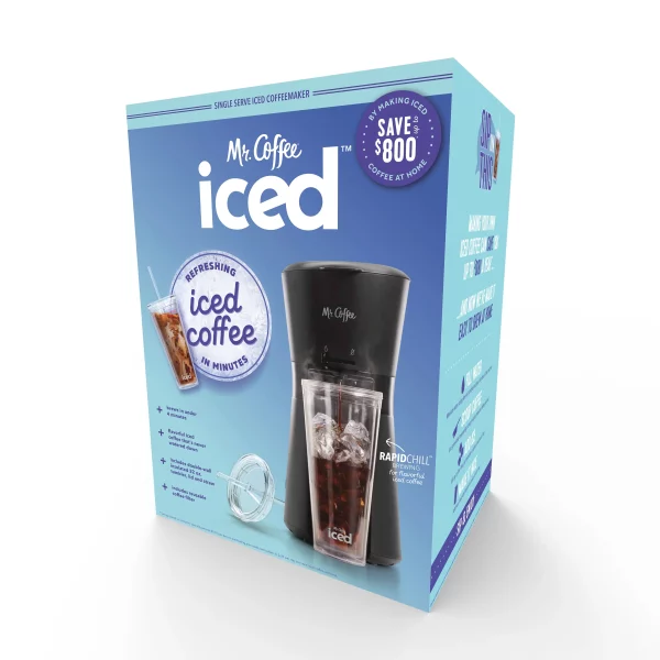 Mr. Coffee Single-Serve Iced and Hot Coffee Maker with Reusable Tumbler and Coffee Filter, Black