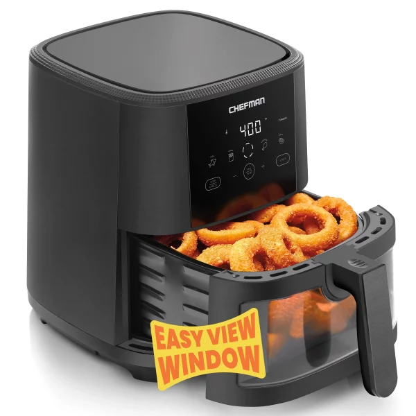 Chefman TurboTouch Easy View Air Fryer, Cook Oil-Free, Convenient Window, 5 Quarts