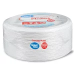 Great Value Everyday Strong, Soak Proof, Microwave Safe, Disposable Paper Plates, 10", White, 100 Count