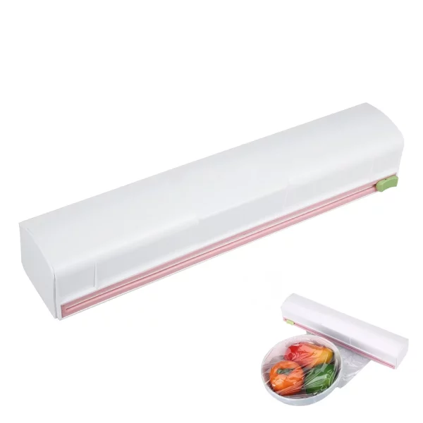 Wrap Cutter,Miuline Foil Dispenser Food Wrap Dispenser Plastic Wrap Cutter Foil and Cling Film Cutte Storage Kitchen,Household Reusable Food Plastic Wrap Dispenser with Cutter