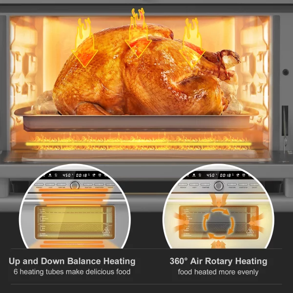 Costway 26.4 QT 10-in-1 Air Fryer Toaster Oven Dehydrate Bake 1800W w/ Recipe