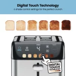 Chefman Smart Touch 2 Slice Digital Toaster, 6 Shade Settings, Stainless Steel, Removable Crumb Tray