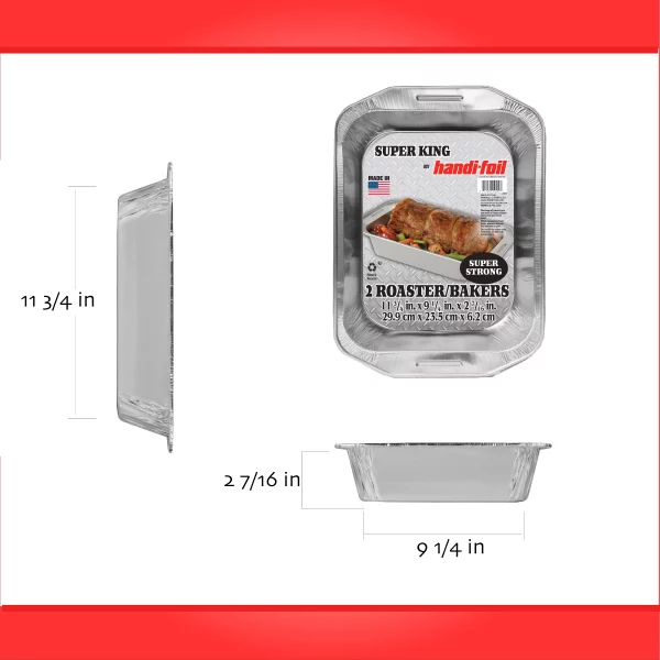 Handi-Foil Heavy Duty Aluminum Roaster & Baker Pan 2 Count