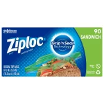 Ziploc® Brand Sandwich Bags, Plastic Sandwich Bags, 90 Count