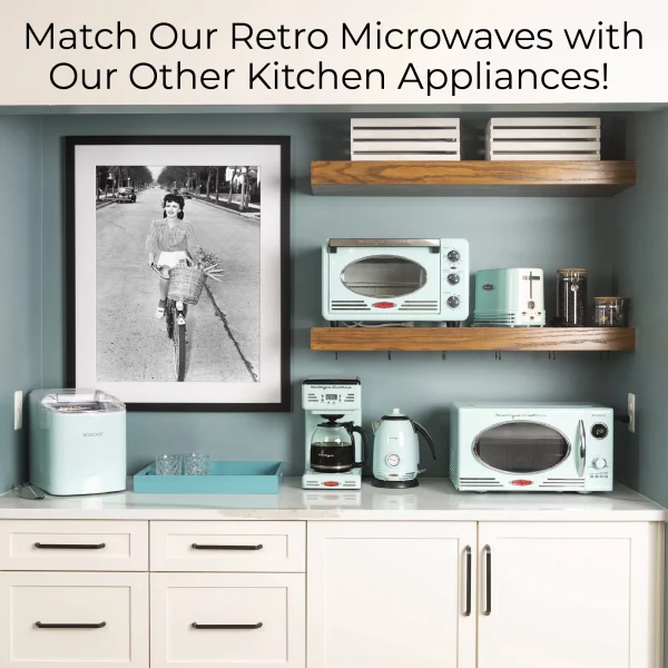 Nostalgia Retro 0.9 Cu. Ft. 800-Watt Countertop Microwave Oven, Aqua