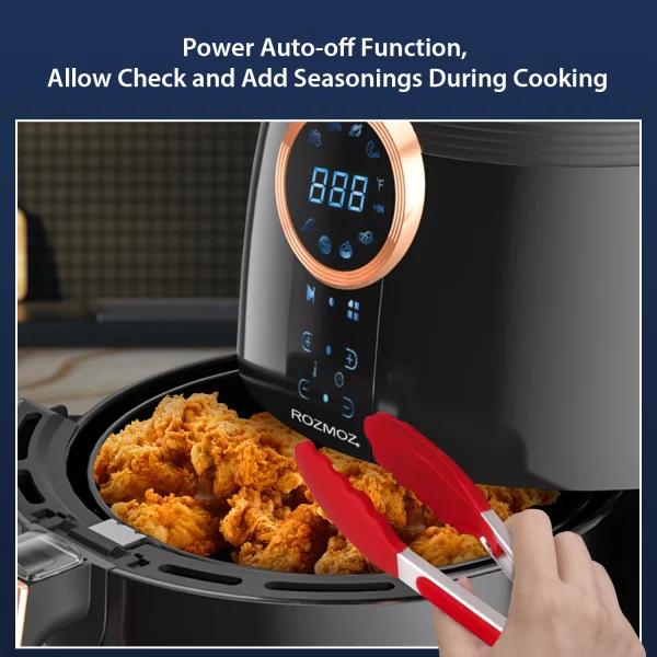 Rozmoz 5.2Qt Air Fryer, 8 Preset Oil-Less Frying Modes, Quickly Heating with Air Fryer Cookbook, Black