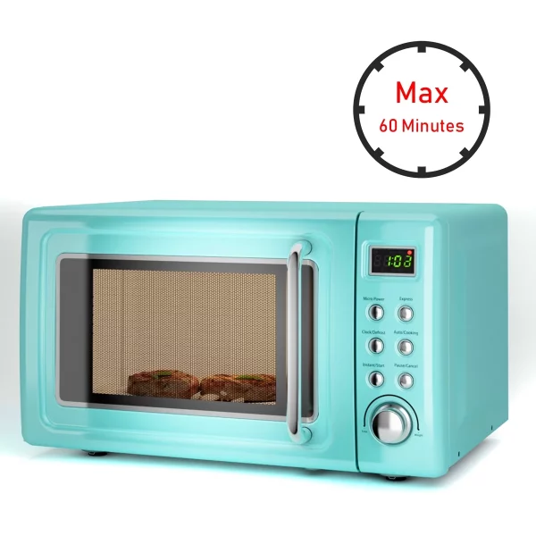 Costway 0.7Cu.ft Retro Countertop Microwave Oven 700W LED Display Glass Turntable Green
