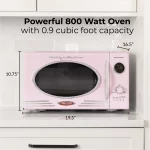 Nostalgia Retro 0.9 cu. ft. 800-Watt Countertop Microwave, Pink, New