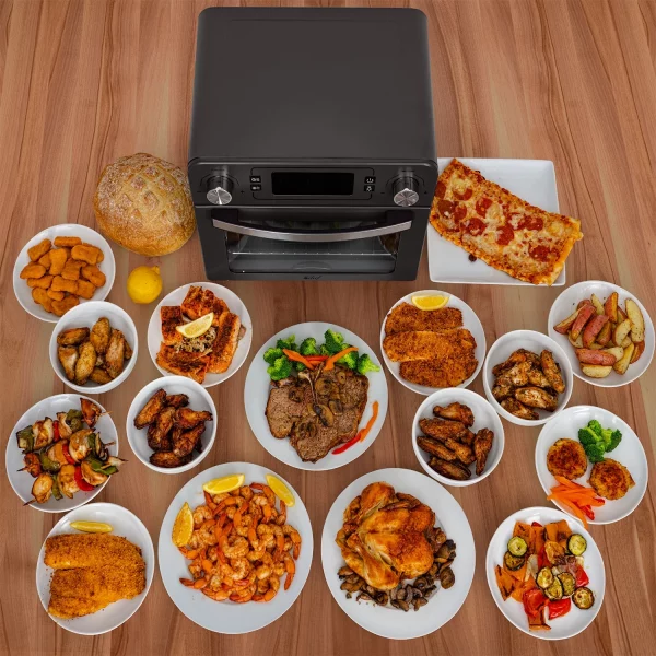 Deco Chef 24 QT Black Countertop Toaster Oven with built-in Air Fryer and included Accessories