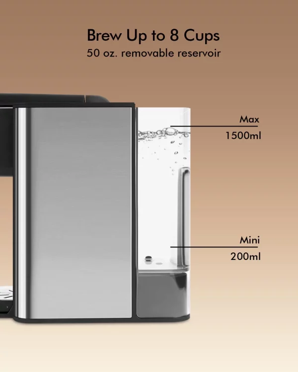 SIFENE Single Serve Coffee Maker, 3 in 1 Coffee Machine, Personal K-Pod Capsule Brewer for Ground Coffee & Loose Leaf Tea, 50oz Removable Water Reservoir, Black