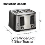 Hamilton Beach 4 Slice Toaster, Extra-Wide Slots, Defrost and Bagel Functions, Shade Selector, Toast Boost, Auto-Shutoff and Cancel Button, Black, 24633