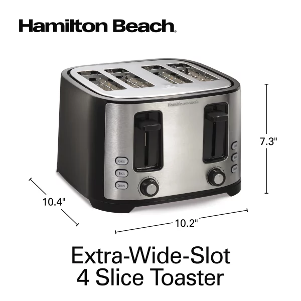 Hamilton Beach 4 Slice Toaster, Extra-Wide Slots, Defrost and Bagel Functions, Shade Selector, Toast Boost, Auto-Shutoff and Cancel Button, Black, 24633
