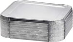 Displastible 8x8" Disposable Aluminum Pans With Lids (10 Pack) Foil Pans For Cooking, Baking Cakes, Roasting & Homemade Breads - Disposable Food Containers With Foil Lids