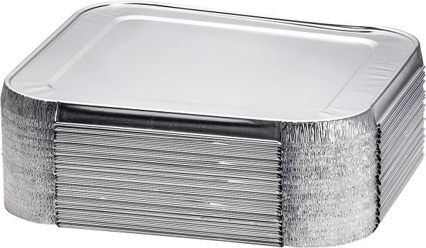 Displastible 8x8" Disposable Aluminum Pans With Lids (10 Pack) Foil Pans For Cooking, Baking Cakes, Roasting & Homemade Breads - Disposable Food Containers With Foil Lids