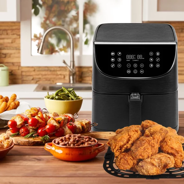 Gorware Air Fryer Grill Pan Stainless Steel Nonstick Air Fryer Crisper Plate for Air Fryer Cooking 9.05×9.44in