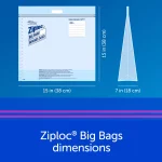 Ziploc® Big Bags, Large, Secure Double Zipper, 5 ct, Expandable Bottom, Heavy-Duty Plastic, Built-In Handles, Flexible Shape to Fit Where Storage Boxes Can't