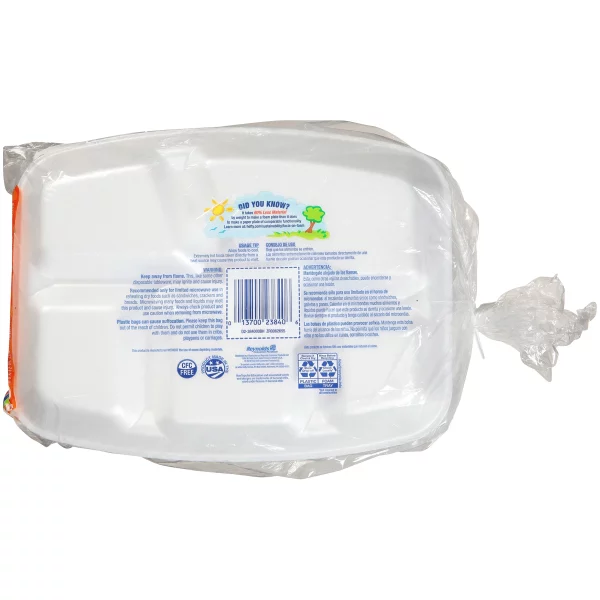 Hefty Everyday Soak-Proof Foam Compartment Tray, White, 9 x 11 Inch, 40 Count