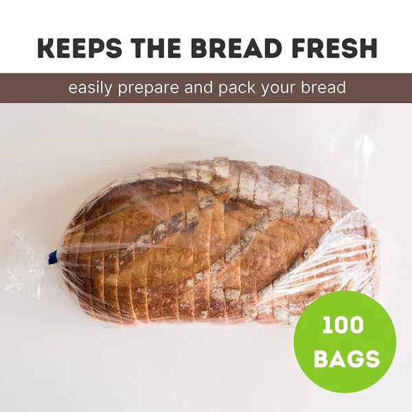 FUNSTITUTION Clear Plastic Bags Reusable Bread Storage with Twist Ties 100 Pack