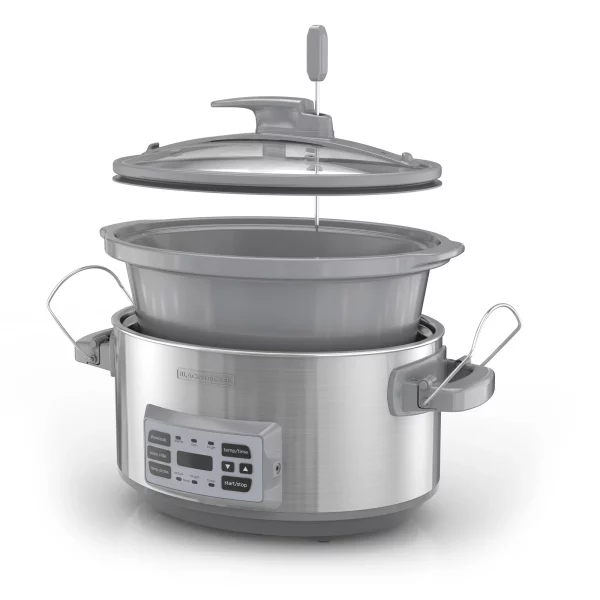 BLACK+DECKER 7-Quart Digital Slow Cooker with Temperature Probe + Precision Sous-Vide , Stainless, SCD7007SSD
