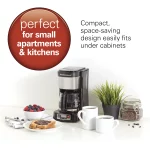 Hamilton Beach 5 Cup Compact Coffee Maker, Programmable, Glass Carafe, Model 46111