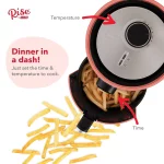 Rise By Dash Compact Air Fryer Oven with Temp Control Non-Stick Basket, Recipes + Auto Shut Off, 2 Quart - Orange