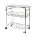 EcoStorage Chrome Color 34 in. Stainless Steel Kitchen Cart