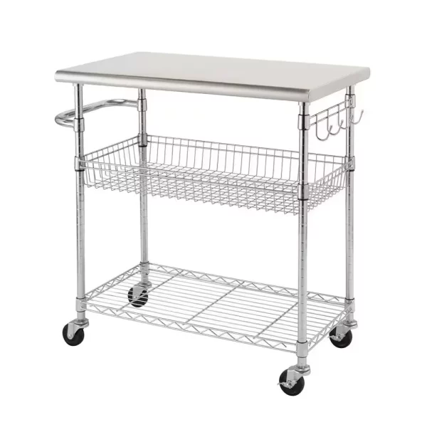 EcoStorage Chrome Color 34 in. Stainless Steel Kitchen Cart