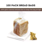 FUNSTITUTION Clear Plastic Bags Reusable Bread Storage with Twist Ties 100 Pack