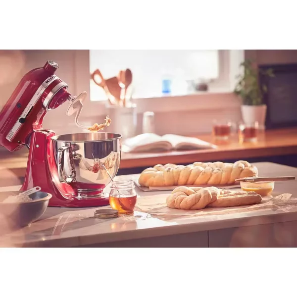 Artisan 5 Qt. 10-Speed Empire Red Stand Mixer with Flat Beater, 6-Wire Whip and Dough Hook Attachments