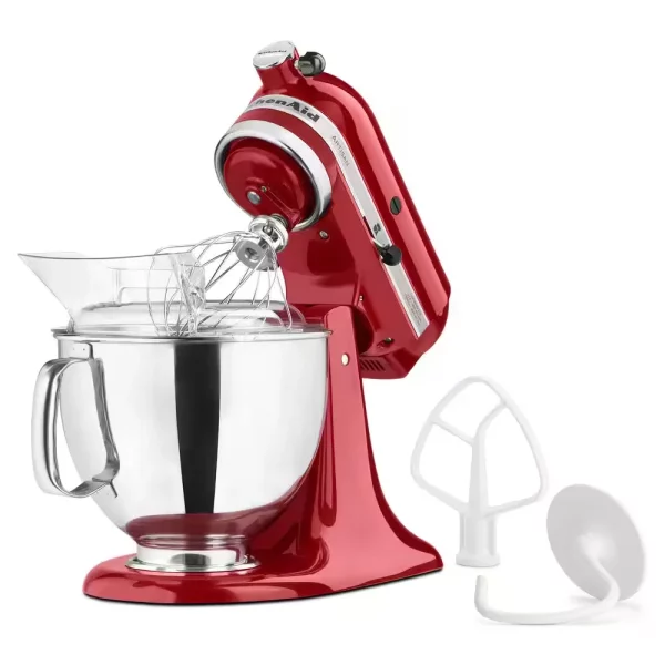 Artisan 5 Qt. 10-Speed Empire Red Stand Mixer with Flat Beater, 6-Wire Whip and Dough Hook Attachments