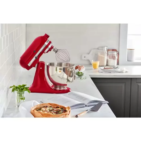 Artisan 5 Qt. 10-Speed Empire Red Stand Mixer with Flat Beater, 6-Wire Whip and Dough Hook Attachments