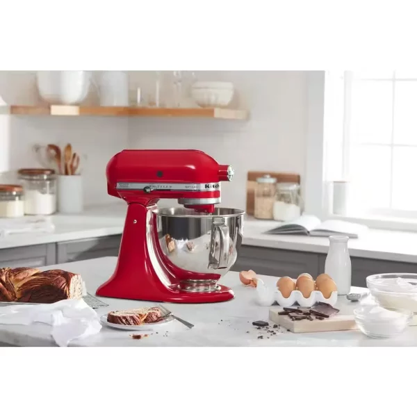 Artisan 5 Qt. 10-Speed Empire Red Stand Mixer with Flat Beater, 6-Wire Whip and Dough Hook Attachments