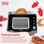 Rise by Dash Clear View 2-Slice Toaster with See Through Window - Defrost, Reheat, Feature for Bagels + Auto Shut off - Black