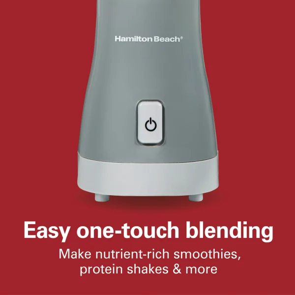 Hamilton Beach Single Serve Personal Smoothie Blender, 14 oz. Travel Cup and Lid, Gray, New, 51128F