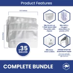 10 Wallaby MRE Mylar Bags with Zipper - Bundle - 0.35 Gallon (7.5 Mil) with 10 400cc - Silver