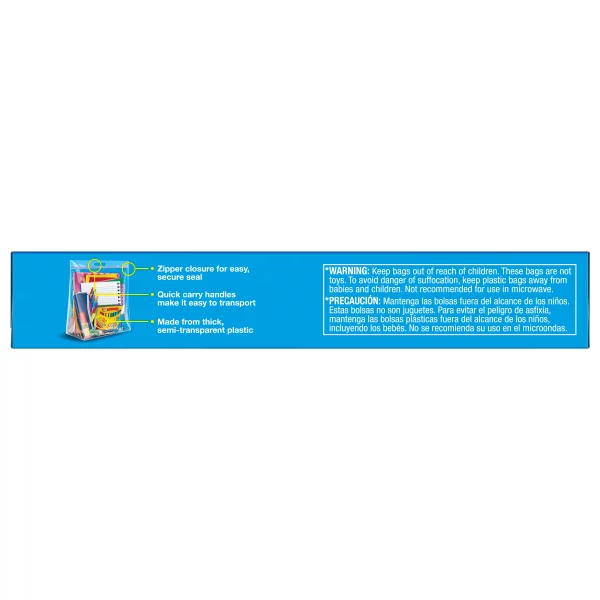 Ziploc® Big Bags, Large, Secure Double Zipper, 5 ct, Expandable Bottom, Heavy-Duty Plastic, Built-In Handles, Flexible Shape to Fit Where Storage Boxes Can't